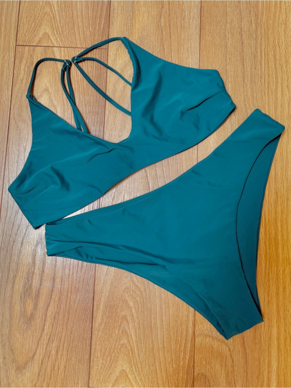 Strappy Teal Bikini Set - Sleek Two-Piece Swimwear Adjustable Straps